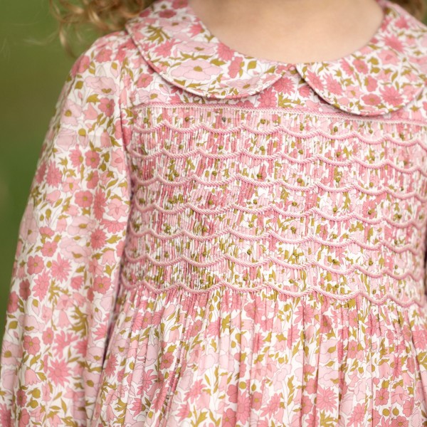 Antoinette Dress with Raspberry Crumble Hand Smocking made with Liberty Poppies & Daisies Fabric Antoinette Dress with Raspberry Crumble Hand Smocking made with Liberty Poppies & Daisies Fabric