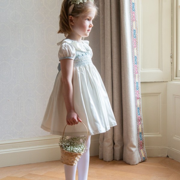 Diana Special Occasion Dress with Forget Me Not Hand Smocking