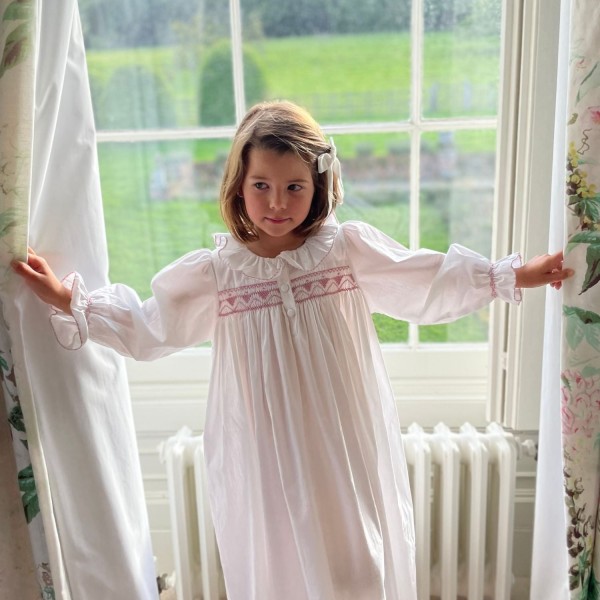 Nightingale Girl's Dress Moonstone with Kir Royale Hand Smocking Nightingale Girl's Dress Moonstone with Kir Royale Hand Smocking
