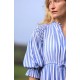 Aloha Wanderwell Dress Ocean Stripe with White Honeycomb Hand Smocking Aloha Wanderwell Dress Ocean Stripe with White Honeycomb Hand Smocking