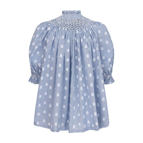 Scholl Blouse Bubble Weave Cotton with Double Cream Hand Smocking Edition 60 Scholl Blouse Bubble Weave Cotton with Double Cream Hand Smocking Edition 60