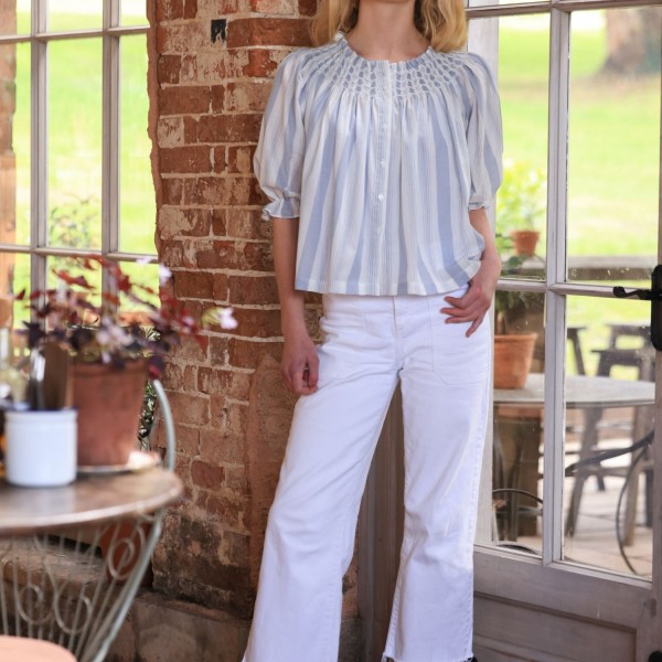 Cleopatra Blouse Maine Stripe with Seaside Hand Smocking Edition 39