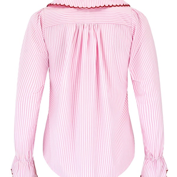 De Beauvoir Blouse Dolls House Stripe with Kiss Kiss Embroidery De Beauvoir Blouse Dolls House Stripe with Kiss Kiss Embroidery