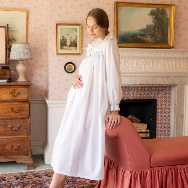 Mother Teresa Women's Nursing & Maternity Dress Long Sleeves with Mermaid Tail Forget Me Not Hand Smocking Mother Teresa Women's Nursing & Maternity Dress Long Sleeves with Mermaid Tail Forget Me Not Hand Smocking