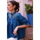 Scholl Blouse Cobalt Linen with Vanilla Hand Smocking Edition 54 Scholl Blouse Cobalt Linen with Vanilla Hand Smocking Edition 54