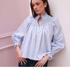 Scholl Blouse Periwinkle Ditsy with Blue Mist Hand Smocking Edition 63 Scholl Blouse Periwinkle Ditsy with Blue Mist Hand Smocking Edition 63