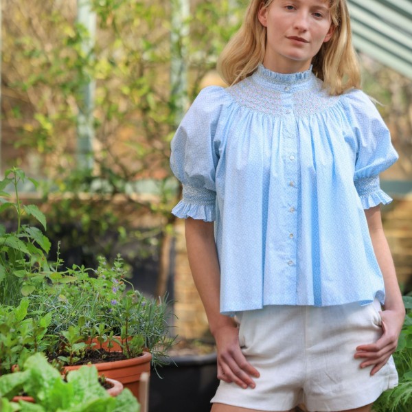 Scholl Blouse Tangier Trellis with Oasis Hand Smocking Edition 73 Scholl Blouse Tangier Trellis with Oasis Hand Smocking Edition 73