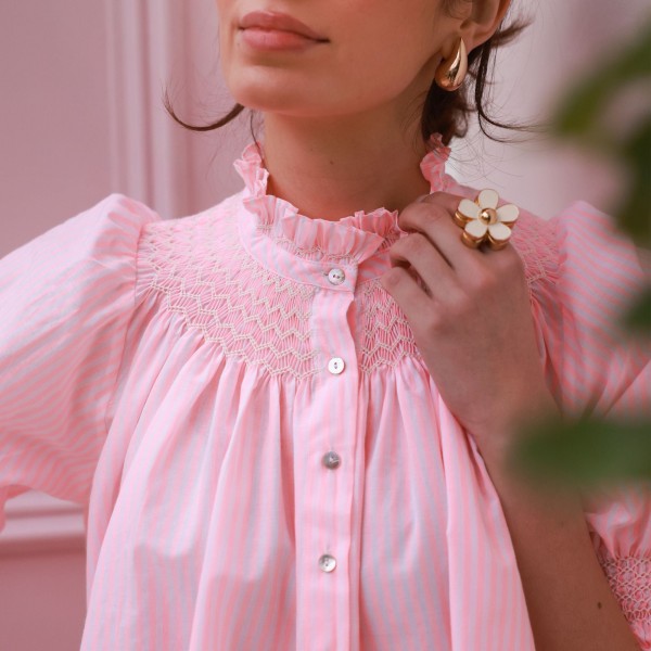 Scholl Summer Blouse Watermelon Stripe with Lemon Sorbet Hand Smocking Edition 65 Scholl Summer Blouse Watermelon Stripe with Lemon Sorbet Hand Smocking Edition 65