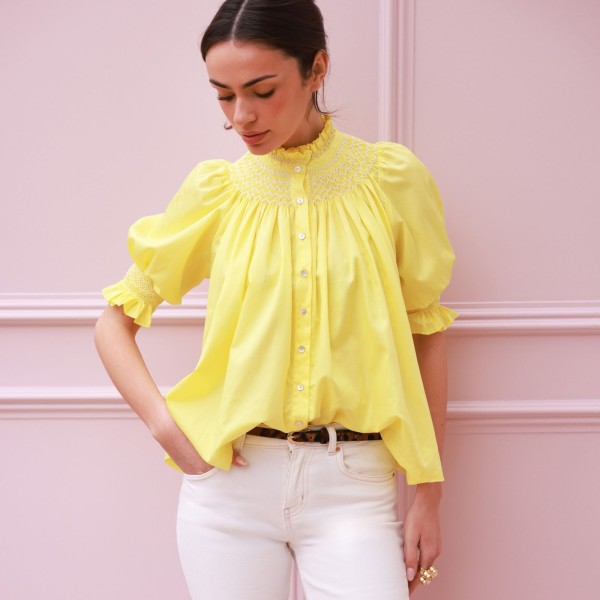 Scholl Summer Blouse Lemon Drop Lawn with Chalk Hand Smocking Edition 66 Scholl Summer Blouse Lemon Drop Lawn with Chalk Hand Smocking Edition 66