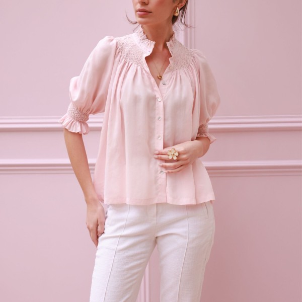Scholl Summer Blouse Seashell Cotton Voile with Milk Hand Smocking Edition 67 Scholl Summer Blouse Seashell Cotton Voile with Milk Hand Smocking Edition 67
